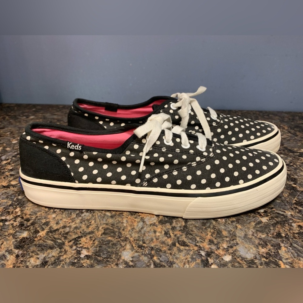 COPY - Keds Shoes Womens 8 Polka Dots Casual Sneakers Black Fabric Lace Up Low …